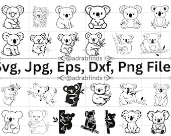 Koala Clipart Bundle, Koala SVG, Australia Wildlife, Koala Illustration, Koala Cricut, Animal Svg, Laser Cut Files, Instant Download