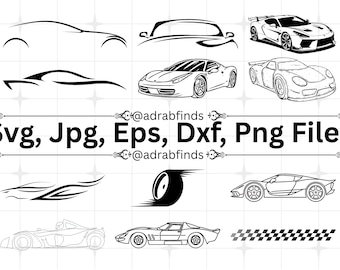 Sports Car Svg Bundle, Racing Car Svg, Racing Car Lineart, Sports Svg, Raccers Svg, Racing Cars Svg Digital Designs, Commercial Use