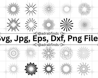 Retro Sun Rays SVG, Sun Burst SVG Bundle, Boho Sun Svg, Minimalist Sun Svg, Radiating Light SVG, Svg Cut Files for Cricut & Sillhouette