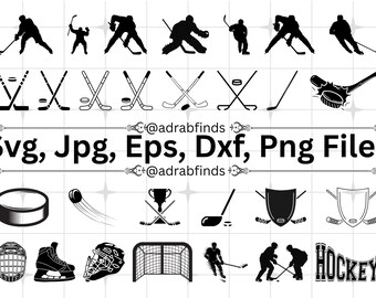 Ice Hockey SVG Bundle, Hockey SVG, Hockey Stick, Puck Clipart, Sport Svg Designs, Hockey Player Silhouette, Ice Hockey SVG, Commercial Use