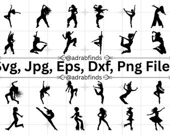 Dancing Girls Svg Bundle, Dance SVG, Dancer SVG, Ballet Svg, Dance Clipart, Dance Silhouette, Dancing Svg, Svg Digital Files