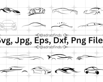 Car SVG, Car Decal SVG Bundle, Sport Car SVG, Minimalist Line Art Png, Modern Designs, Commercial Use
