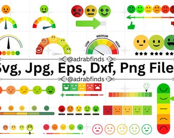 Emoji Rating Scale Clipart, Rating Svg, Emoji Face Rating Scale SVG, Emoji Review Svg, Emoji Feedback Scale, SVG Cricut File, Commercial Use