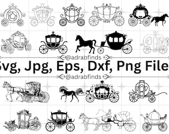 Princess Carriage Svg Bundle, Pumpkin Carriage Svg, Horse Carriage SVG, Carriage Clipart, Carriage Png, Princess Svg, Digital Download