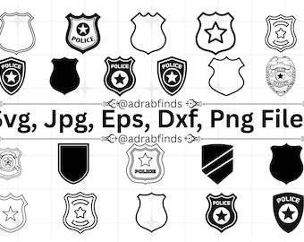Police Badge Clipart, Police Bagdes Svg Bundle, Security Badge Svg, Police Svg, Police Officer Svg, Laser Cut File, Badge Sillhouette