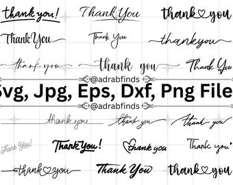 Grazie SVG, Cartello di ringraziamento, Clipart con scritta a mano, Biglietto di ringraziamento, Grazie PNG, Uso commerciale, Download immediato