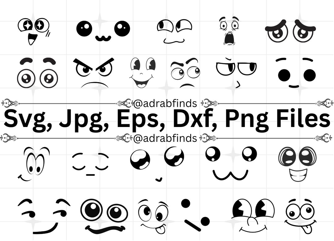 Cartoon Emotion Faces SVG Bundle, Cute Funny Face SVG, Emoji Face Svg ...