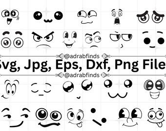Cartoon Emotion Faces SVG Bundle, Cute Funny Face SVG, Emoji Face Svg, Kawaii Face Svg, Cartoon Face Clipart, Comics Face Svg, Emoji SVG