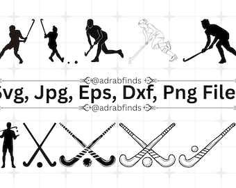 Hockey Player Clipart, Sport Svg, T-Shirt Design, Hockey Silhouette, Ice Hockey Player Svg, Hockey Sticks Svg, Commercial Use