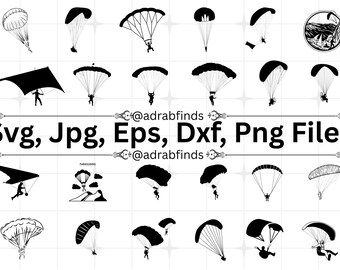 Paragliding SVG Bundle, Paragliding SVG, Parachute Clipart, Paraglider Cricut, Paraglide svg, Commercial Use, Sports Svg, Digital Download