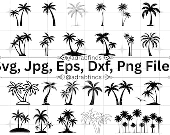 Palm Tree Svg Bundle, Palm Svg, Tropical Tree Svg, Vacation Clipart, Tree Svg, Coconut Palm Tree SVG, Tropical Island Svg, Instant Download