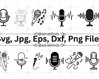 Microphone SVG Bundle, Music Svg, Microphone Clipart, Microphone SVG Cut Files, Microphone Silhouette, Mic Svg, Instant Download