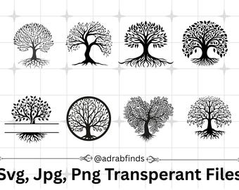 Tree of Life SVG Bundle, Tree of Life SVG, Family Tree Clipart, Tree of Life Cut Files, Svg for Cricut, Tree Silhouette, Digital Download
