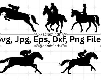 5+ Horse jockey Svg File, Horse Jockey Silhouette, Horse Racing SVG, Equestrian Racing Designs, Instant Digital Download