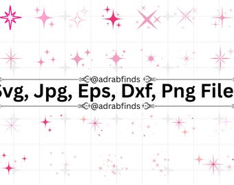 Pink Sparkle Svg Bundle, Sparkle SVG, Sparkle Star SVG, Twinkle Svg, Stars Clipart, SVG Cut Files For Cricut, Instant Download