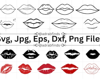 Lips SVG File, Lipstick Svg, Lips Png, Lips SVG Bundle, Svg Sublimation Designs, Love Svg, Kiss Cut files for Cricut, Digital Download