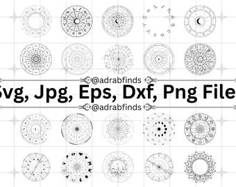 Zodiac Wheal SVG Bundle, Horoscope SVG, Celestial Star Sign SVG, Zodiac Constellation Svg, Zodiac Signs Clipart, Astrology Svg