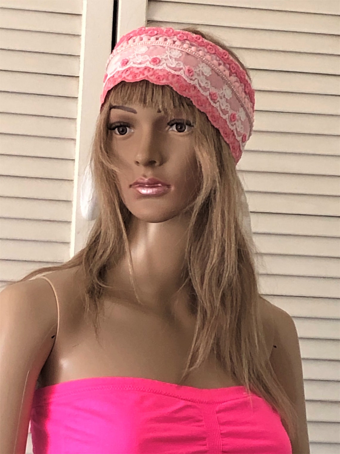 Shabby Lace Headband Bohemian Bridal Belt Boho Hippie Head Etsy