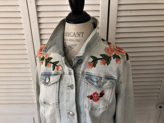 SALE NOW Oversized XL Embellished Denim Jacket Decorated 