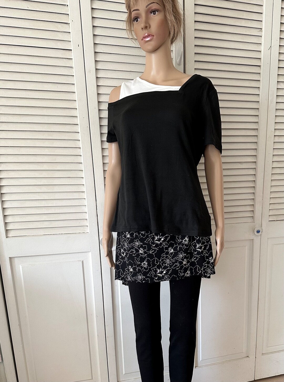 Rallonge de chemise XL rallonge de haut florale noire faite main