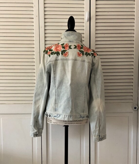 SALE NOW Oversized XL Embellished Denim Jacket Decorated 