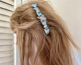 Boho pearl shell hair comb decorative side comb, bohemian gypsy hair comb, beachy vacation hair accessory, hippie shell festival hair clip