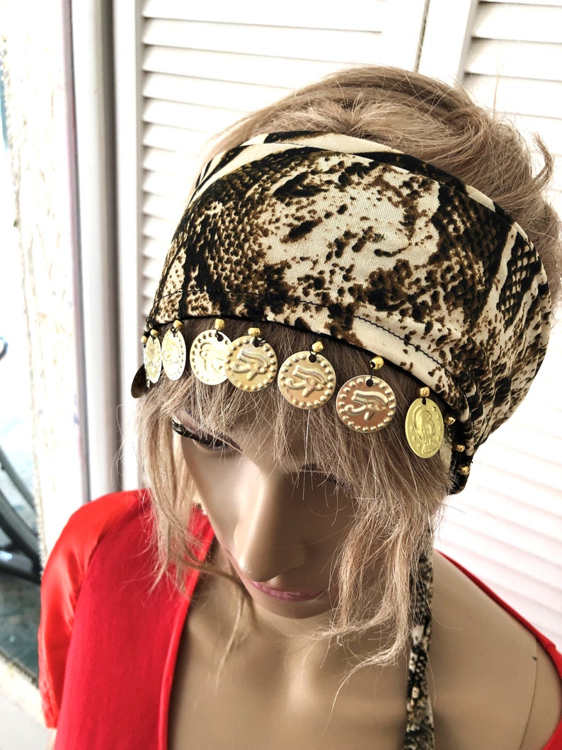African Animal Print Reversible Coin Headband Stretchy Gold Etsy