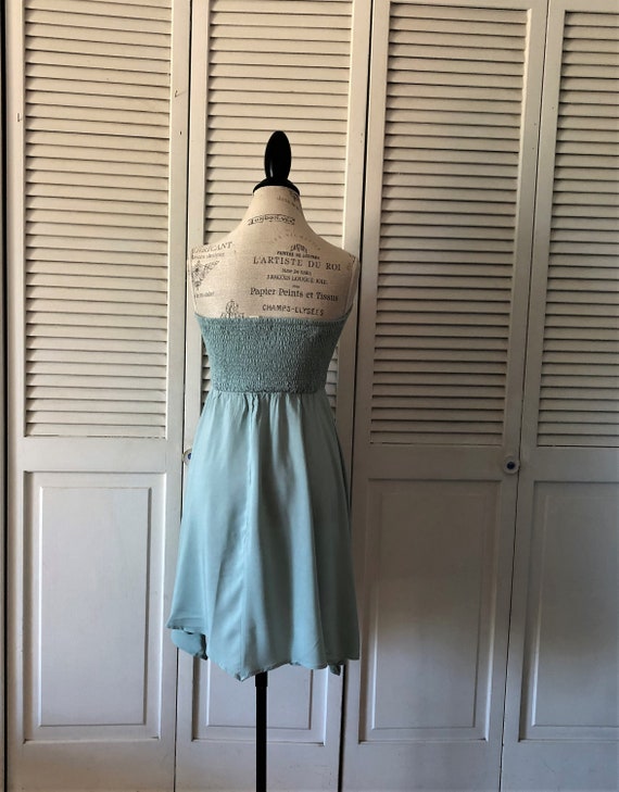 Blue sundress, vintage blue dress, ruched bodice d