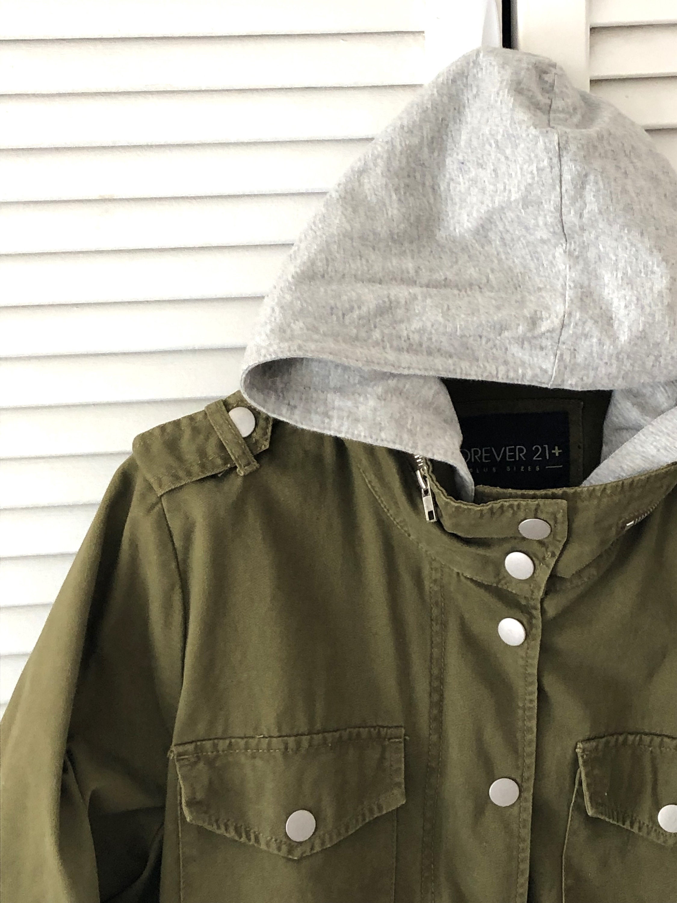 Khaki Green Jacket With Hood Military Syle L to XL Unisex Etsy