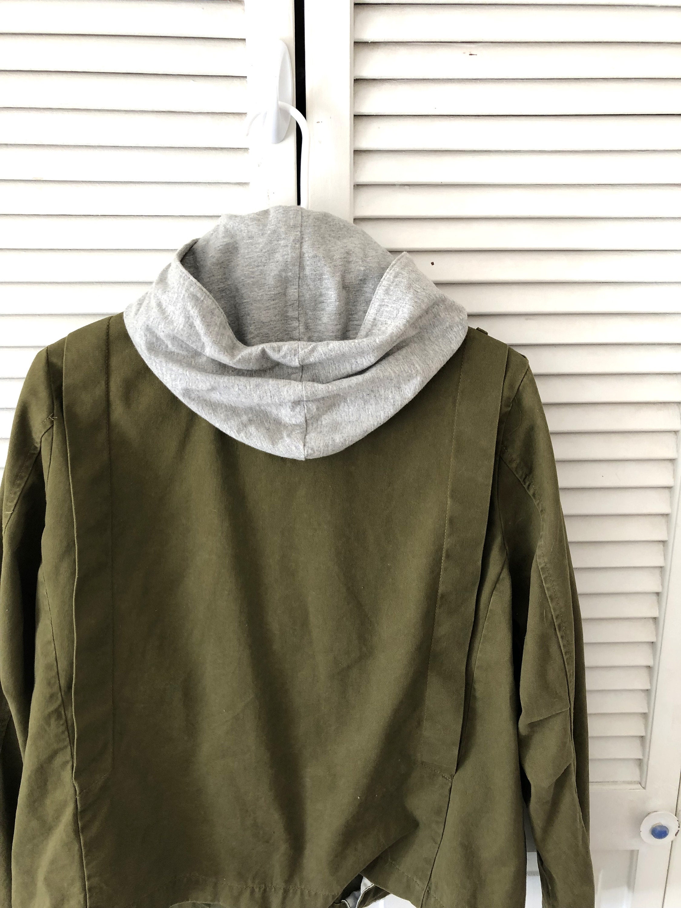 Khaki Green Jacket With Hood Military Syle L to XL Unisex Etsy