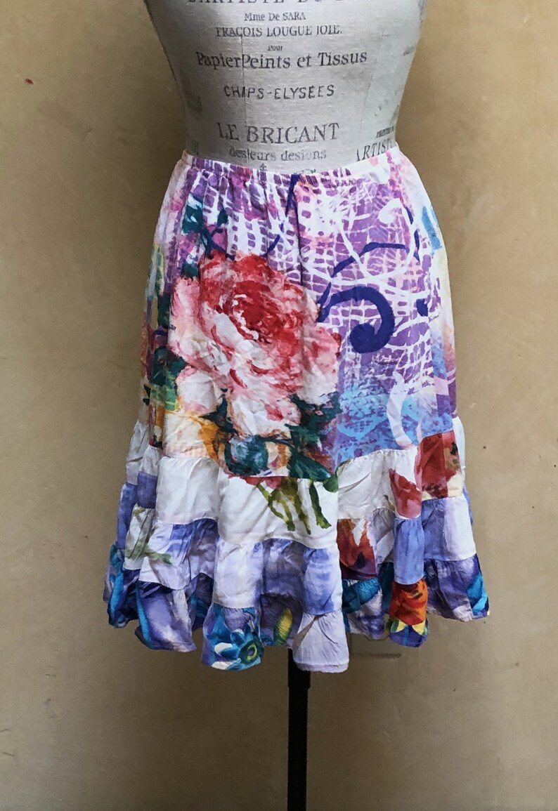 Jams World Skirt Vintage Summer Ruffle Skirt Elastic Waist Etsy