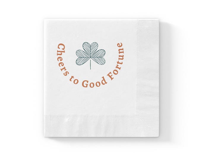 Cheers to Good Fortune Three-Ply Napkins, Lucky Party Napkins, Wedding ,Reception, Event Decor