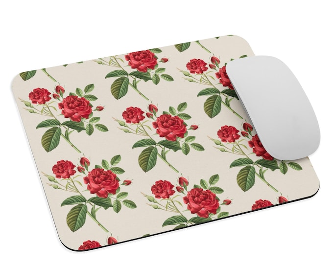 Rose Floral Botanical Mouse Pad, Desk Mat, Office Decor, Botanical Collection