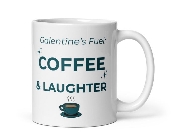Featured listing image: Galentines Fuel – Coffee & Laughter Mug | White Ceramic Gift – ClovArc Studio