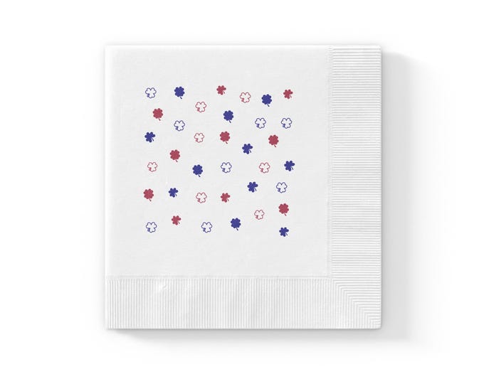 USA Patriotic Clover Napkins, Red White Blue Shamrock Party Supplies