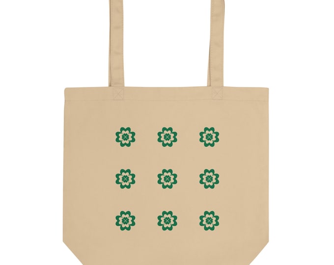 Clover Pattern Organic Cotton Tote Bag | Minimalist Botanical Everyday Shopper
