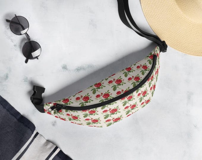 Rose Floral Botanical Fanny Pack – Hands-Free Style for Every Adventure | ClovArc Studio