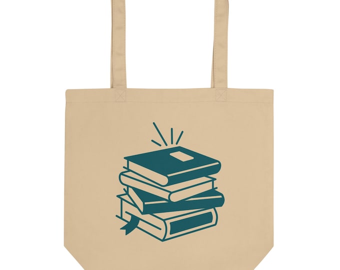 Organic Cotton Book Tote | Minimalist Library Design, Literary Gift