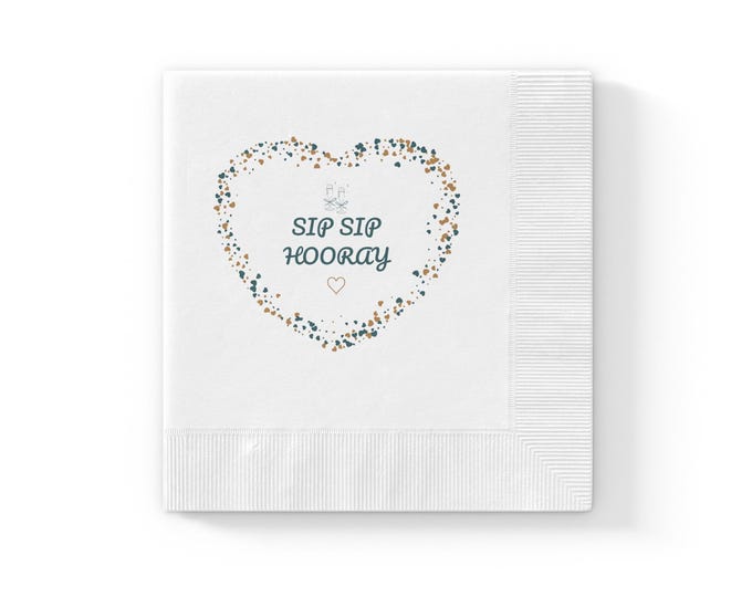 Bridal Shower Wedding Essentials Sip Hooray Cocktail Napkins, Birthday Three-Ply Party Beverage Napkins