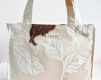 Beige Leaf Tote Bag, Boho Upcycled Netted Market, Lightweight Eco Friendly Shoulder Bag