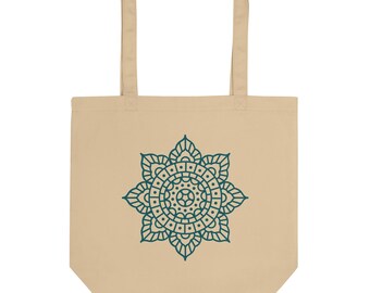 Organic Cotton Yoga Tote Bag | Mandala Print Wellness Gym Bag