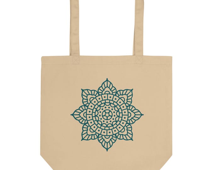 Organic Cotton Yoga Tote Bag | Mandala Print Wellness Gym Bag