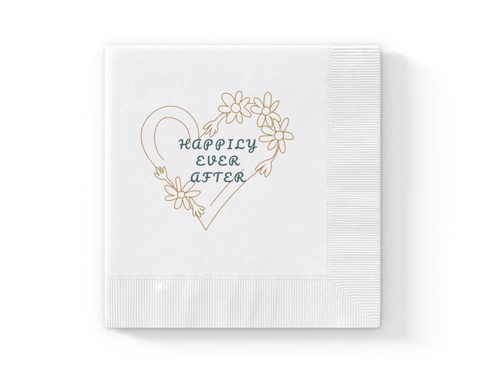 Happily Ever After Cocktail Three Ply Napkins, Wedding Reception, Bridal Shower, Engagement Party Decor