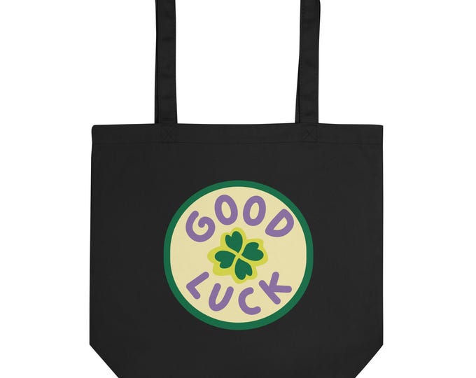 Organic Cotton Tote Bag | Lucky Clover Minimalist Everyday Carryall