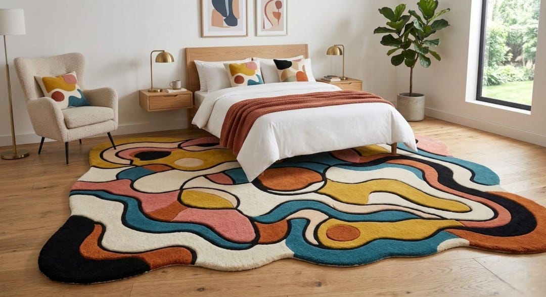 Abstract Modern Color Splash Area Rug – Irregular Artistic Statement ...