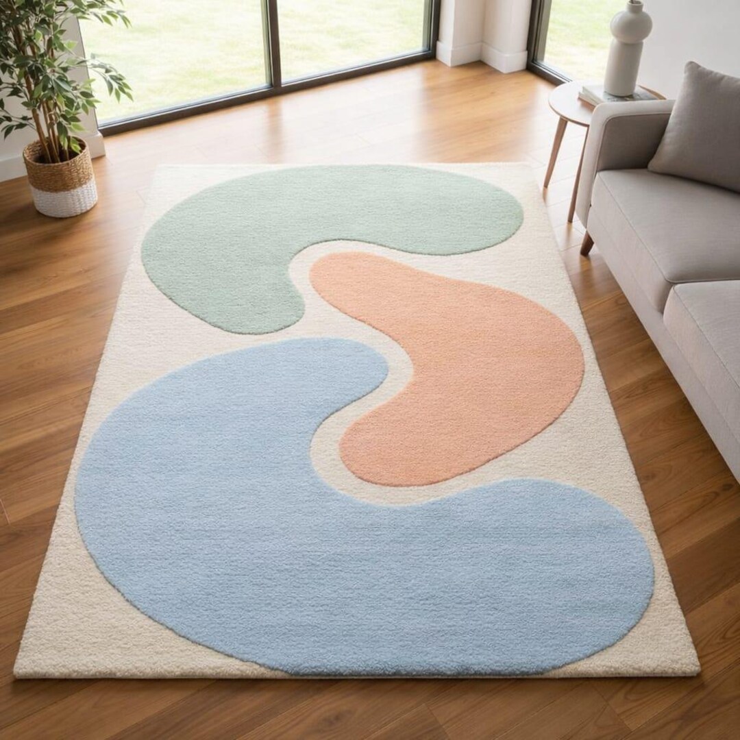 Hand-tufted Wool Area Rug – Pastel Abstract Design - Etsy