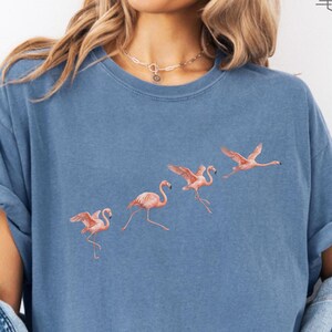Flamingo Shirt for Women, Cute Animal Tee, Summer Graphic Shirt, Beach Vacation Outfit, Gift for Her, Coastal Style Shirt, Aesthetic Womens image 2