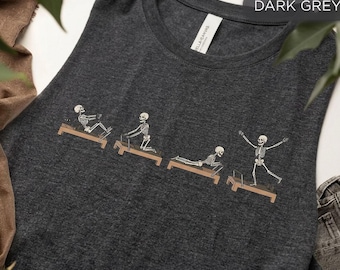 Skeleton Pilates Crop Tank, Funny Reformer Pilates Shirt, Pilates Lover Gift, Cute Workout Tank Top, Barre Yoga Fitness Crop Top