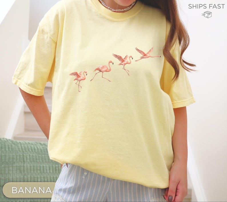 Flamingo Shirt for Women, Cute Animal Tee, Summer Graphic Shirt, Beach Vacation Outfit, Gift for Her, Coastal Style Shirt, Aesthetic Womens image 5