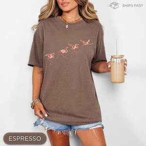 Flamingo Shirt for Women, Cute Animal Tee, Summer Graphic Shirt, Beach Vacation Outfit, Gift for Her, Coastal Style Shirt, Aesthetic Womens image 6